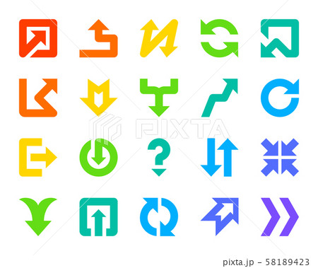 Arrow button color silhouette icons vector set 58189423
