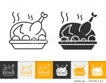 Fried Turkey simple black line vector icon 58191313