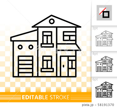 House simple black line home exterior vector icon House simple black line home exterior vector icon 58191370