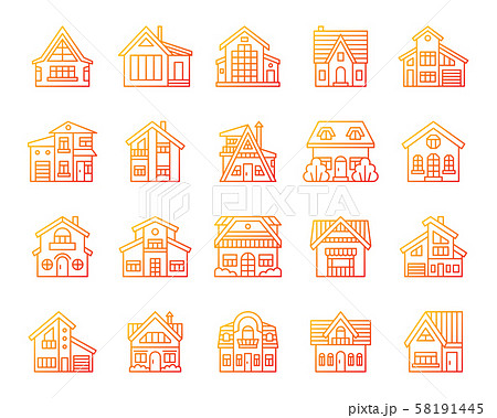 House simple color line icons exterior vector set House simple color line icons exterior vector set 58191445