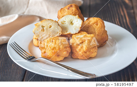 Fried cauliflower coated in batter Fried cauliflower coated in batter 58195497