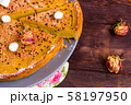 Pumpkin Pie Flat Lay. Thanksgiving Dessert. 58197950
