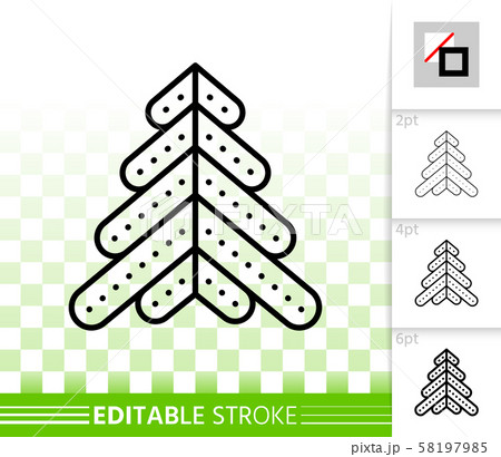 Christmas Tree simple fir black line vector icon 58197985