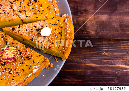 Pumpkin Pie Flat Lay. Thanksgiving Dessert. 58197986
