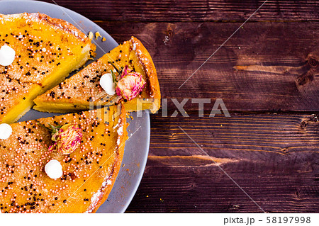 Pumpkin Pie Flat Lay. Thanksgiving Dessert. 58197998