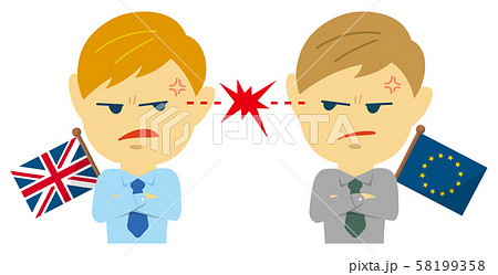 政治的対立 紛争 イメージ人物イラスト 上半身男性 イギリス Vs Euのイラスト素材
