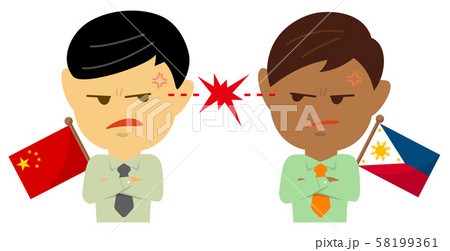 政治的対立 紛争 イメージ人物イラスト 上半身男性 中国 Vs フィリピンのイラスト素材
