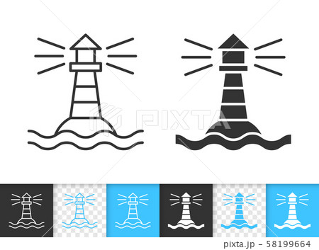 Marine lighthouse simple black line vector icon Marine lighthouse simple black line vector icon 58199664