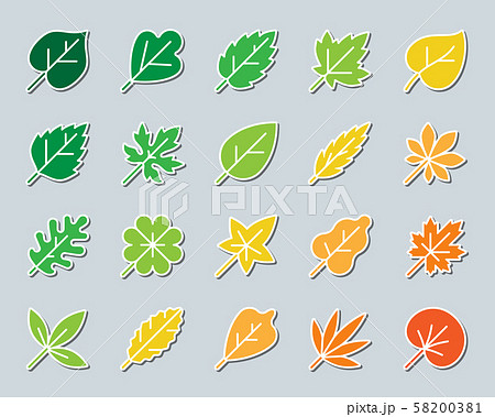 Organic Leaf patch sticker icons vector set 58200381