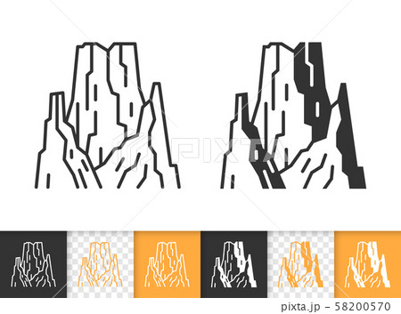 Mountain simple black line peak mount vector icon 58200570