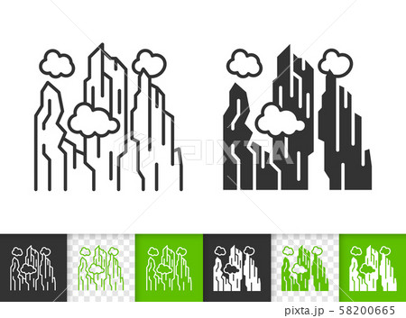 Mountain simple black line climbing vector icon 58200665