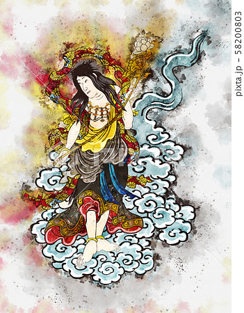 本朝丸綱五郎成田山之御利益二而危一命ヲ助ルノ処 水彩 本朝丸綱五郎成田山之御利益二而危一命ヲ助ルノ処 水彩 58200803