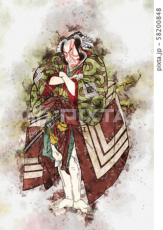浮世絵　歌舞伎役者　その48　水彩 58200848