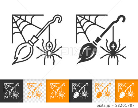 Halloween spiderweb simple black line vector icon 58201787