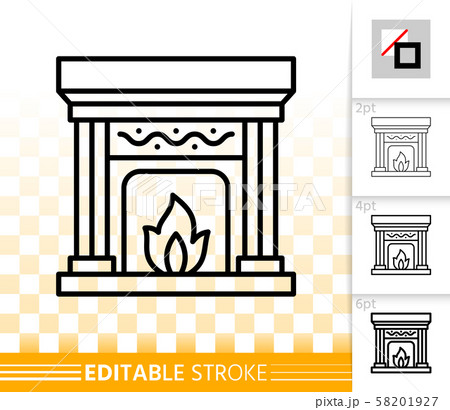 Fireplace simple open fire black line vector icon Fireplace simple open fire black line vector icon 58201927