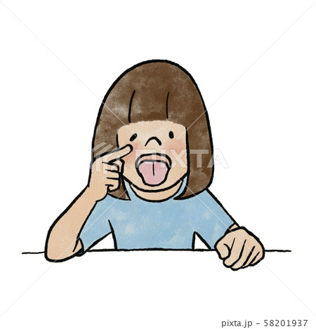 あかんべする女の子のイラスト素材