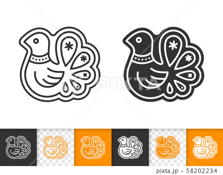 Gingerbread Cookie bird black line vector icon 58202234