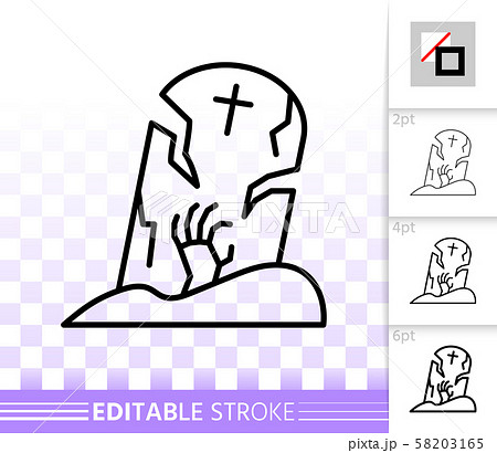 Halloween tombstone simple black line vector icon 58203165