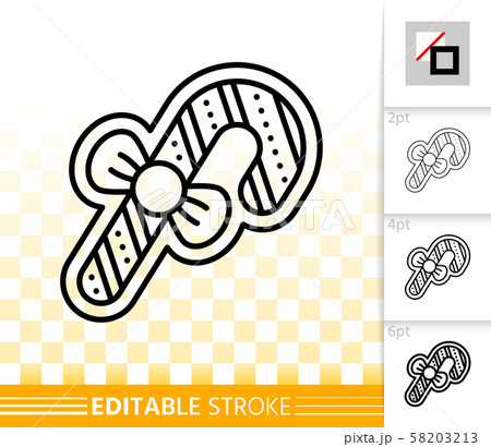 Gingerbread cookie candy cane line vector icon Gingerbread cookie candy cane line vector icon 58203213