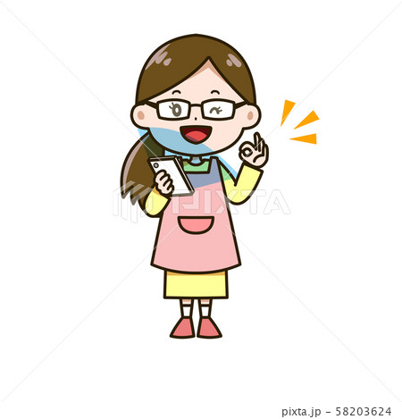 ブルーライト対策をする女性　ポーズ　イラスト 58203624