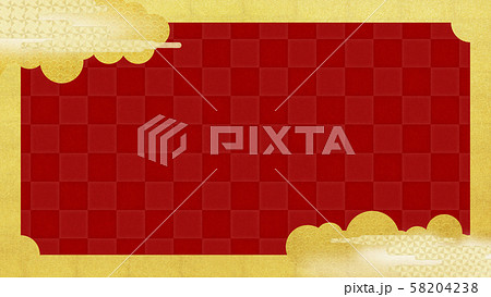 背景 和 和風 和柄 和紙 金箔 雲 霞 波 フレーム 赤のイラスト素材