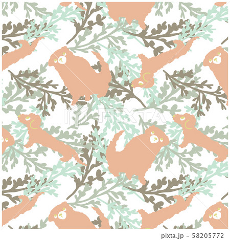犬と植物のパターン 背景 犬と植物のパターン 背景 58205772