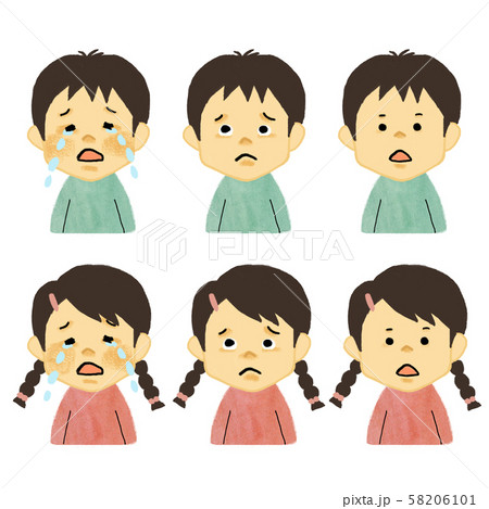 困る 泣く 子供 表情 のイラスト素材