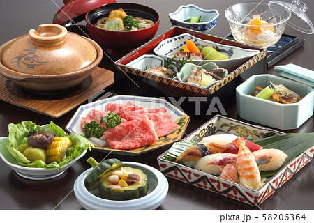 和御膳　日本料理　料理　定食　しゃぶしゃぶ　和食　寿司　鍋　日本食　日本料理　ディナー　鍋料理　 58206364