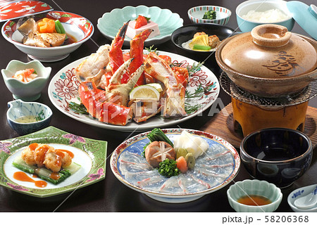 和定食　和御膳　日本食　日本料理　刺身　鍋　しゃぶしゃぶ　鯛しゃぶ　かに　和定食　焼きガニ　 58206368