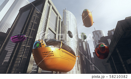 Autonomus Electric Vehicle EV AV Taxis Future Concept 3D Illustration Autonomus Electric Vehicle EV AV Taxis Future Concept 3D Illustration 58210382