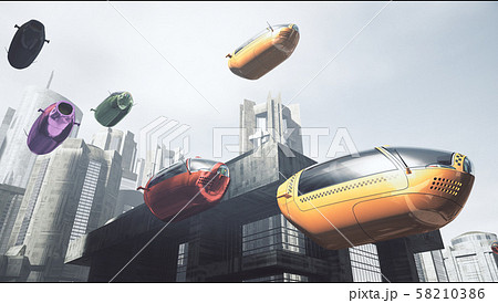 Autonomus Electric Vehicle EV AV Taxis Future Concept 3D Illustration Autonomus Electric Vehicle EV AV Taxis Future Concept 3D Illustration 58210386
