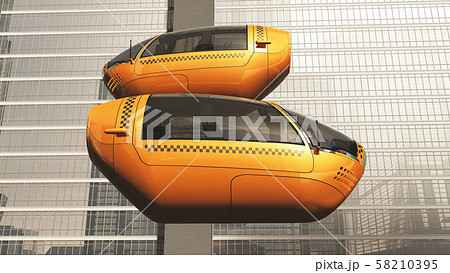 Autonomus Electric Vehicle EV AV Taxis Future Concept 3D Illustration Autonomus Electric Vehicle EV AV Taxis Future Concept 3D Illustration 58210395