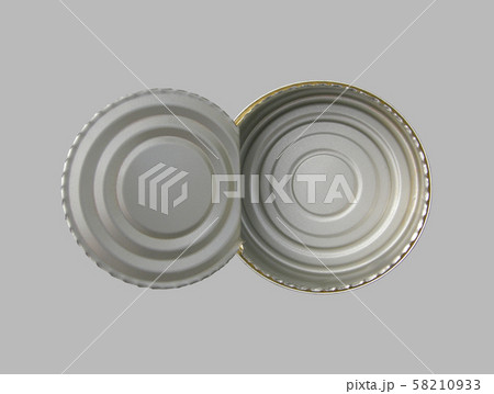 Empty, open tin can. 58210933