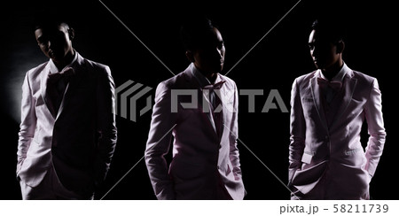 Silhouette Business man Pink bow suit many poses Silhouette Business man Pink bow suit many poses 58211739