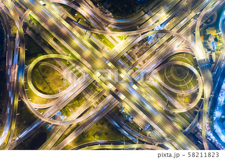 Night traffic light movement of car in the 58211823