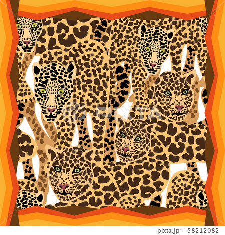 Silk scarf with graceful leopards. Silk scarf with graceful leopards. 58212082