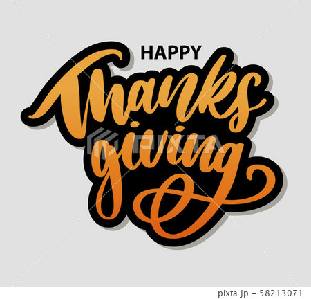 Happy thanksgiving brush hand lettering, isolated 58213071