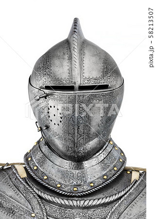 old ancient medieval helmet isolated on white 58213507