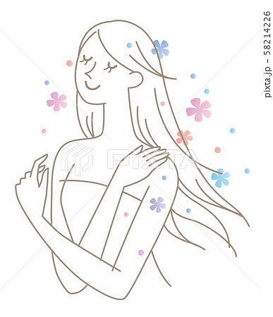 女性 ストレート ロングヘア イメージ イラスト 女性 ストレート ロングヘア イメージ イラスト 58214226