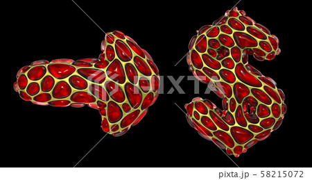 Symbol collection arrow, dollar made of 3d render red diamond. 58215072