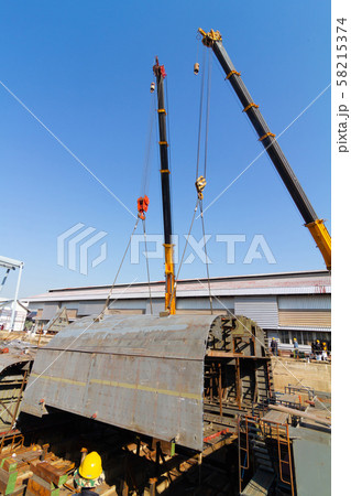 Ship building shoot inside of dry dock 58215374