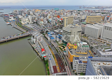 那覇市壺川駅付近の上空から 58215629