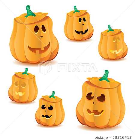 Set of halloween pumpkins with variations of illumination, part 22 58216412