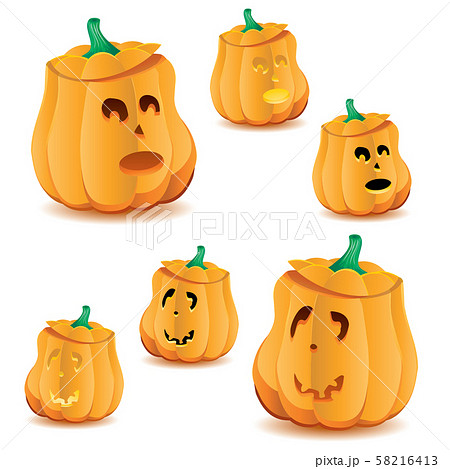 Set of halloween pumpkins with variations of illumination, part 21 58216413