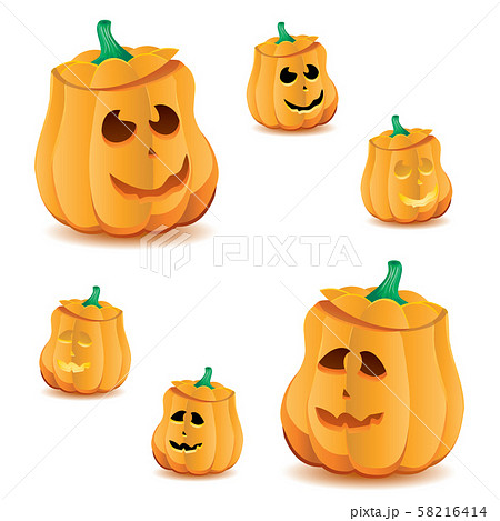 Set of halloween pumpkins with variations of illumination, part 20 58216414