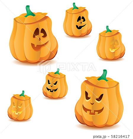 Set of halloween pumpkins with variations of illumination, part 17 58216417
