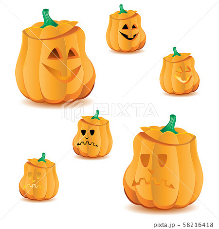Set of halloween pumpkins with variations of illumination, part 16 58216418
