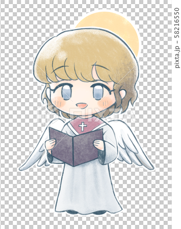 手描き風・歌う天使1 58216550