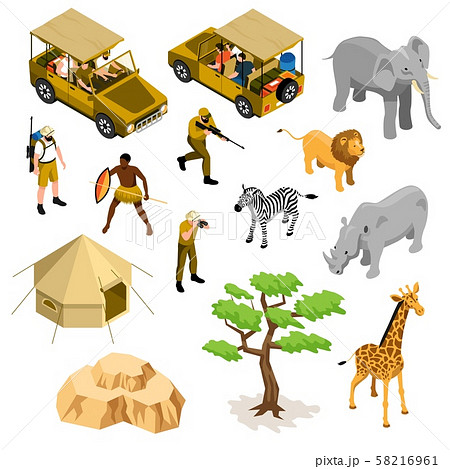 Isometric Safari Icons Set Isometric Safari Icons Set 58216961