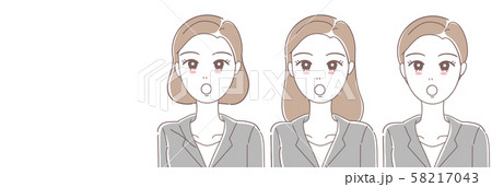 女性　ビジネススーツ　びっくり表情 58217043